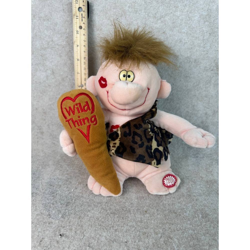 Wild‎ Thing Plush Toy Caveman Kiss Heart Club Earthy Brown Vintage